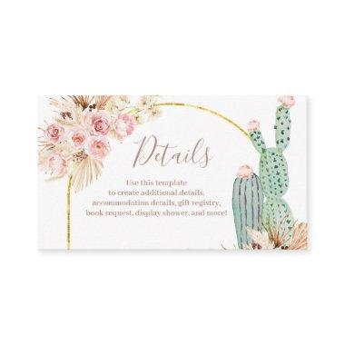 Detail Invitations Boho Cactus Pink Flowers Pampas Grass