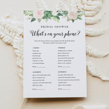 DEVON Greenery What's on your Phone Bridal Shower Invitations