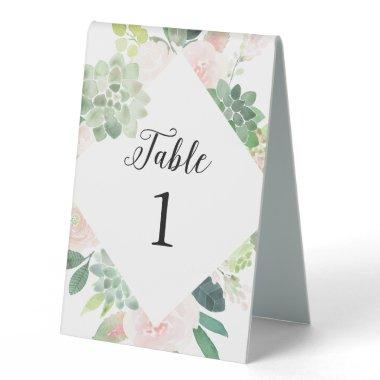 DEVON Succulent Greenery Table Number Table Tent Sign