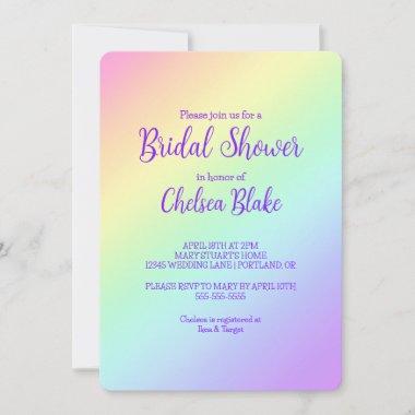 Diagonal Rainbow Bridal Shower Invitations