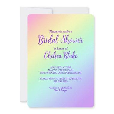 Diagonal Rainbow Bridal Shower Invitations