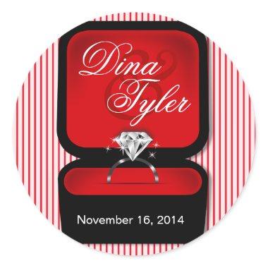 Diamond Bling Ring Box red Classic Round Sticker