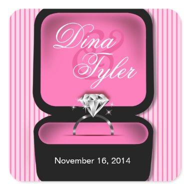 Diamond Bling Ring Box square pink Square Sticker