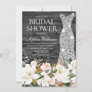 Diamond Dress Blush White Country Bridal Shower Invitations