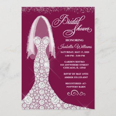 Diamond Dress Bridal Shower Invitations | Any Color