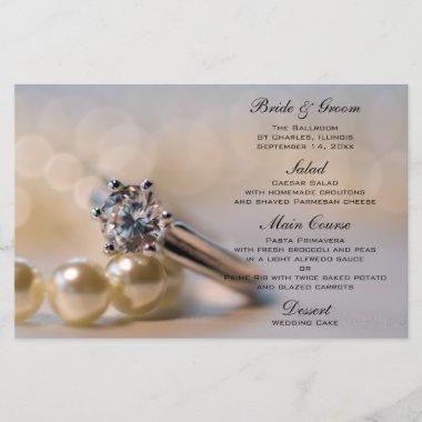 Diamond Engagement Ring and Pearls Wedding Menu