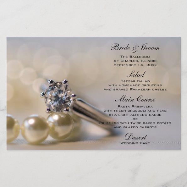 Diamond Engagement Ring and Pearls Wedding Menu