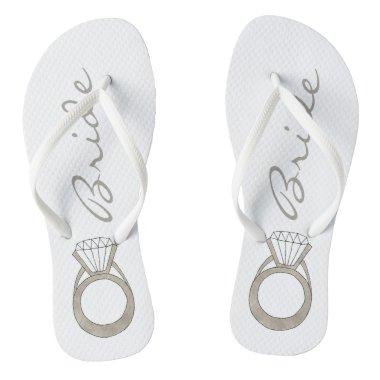 Diamond Engagement Ring Bling Wedding BRIDE Flip Flops