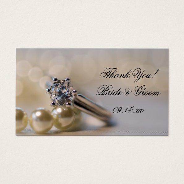 Diamond Engagement Ring Pearls Wedding Favor Tags