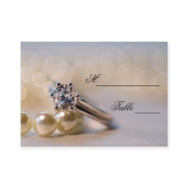 Diamond Engagement Ring Pearls Wedding Place Invitations