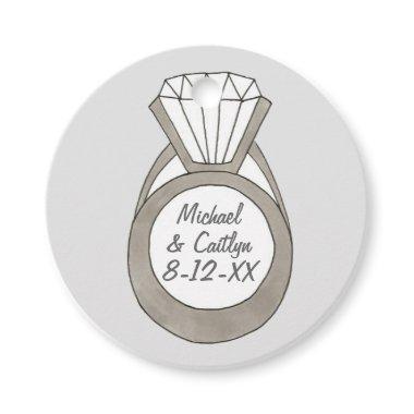 Diamond Engagement Ring Wedding Bridal Shower Favor Tags