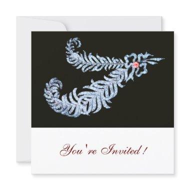 DIAMOND FEATHERS PINK GEM Black White Wedding