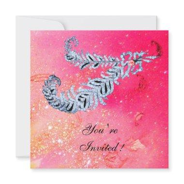 DIAMOND FEATHERS ,pink sparkles Invitations