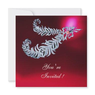 DIAMOND FEATHERS Red Burgundy Ruby Champagne
