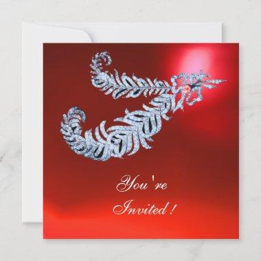 DIAMOND FEATHERS Red Ruby Invitations