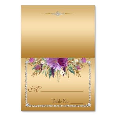 Diamond Glitter Watercolor Flowers Place Invitations