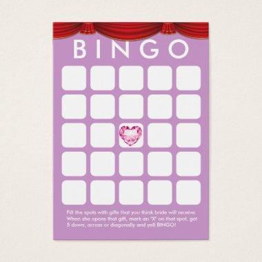 Diamond Heart Purple Bridal Shower Bingo Invitations