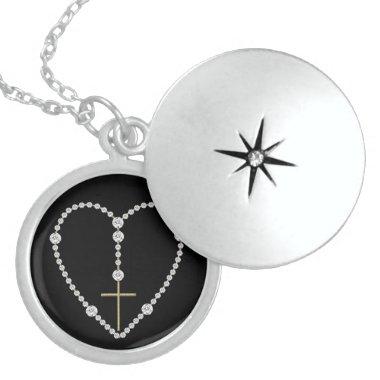 "Diamond" Heart-Shaped Rosary Necklace