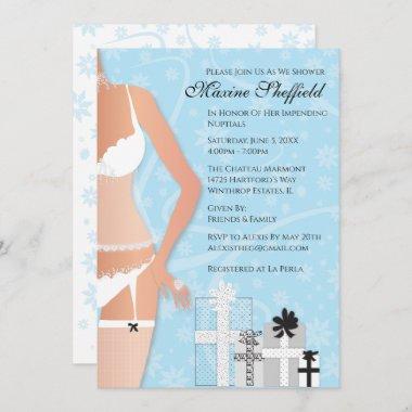 Diamond Lingerie Bridal Shower Blue Invitations