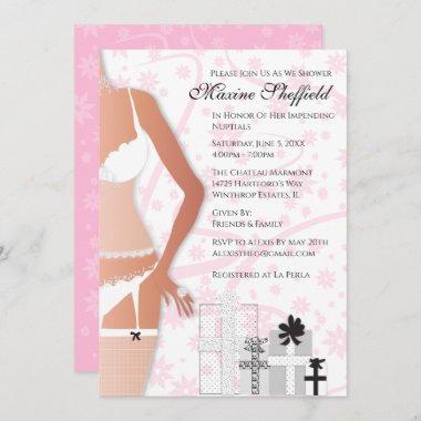 Diamond Lingerie Bridal Shower White and Pink Invitations
