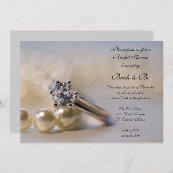 Diamond Ring and Pearls Bridal Shower Invitations