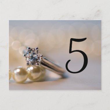 Diamond Ring and Pearls Wedding Table Numbers