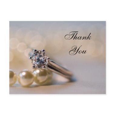 Diamond Ring and Pearls Wedding Thank You PostInvitations