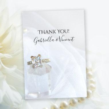 Diamond Ring and Pillar Crystal Wedding Thank You