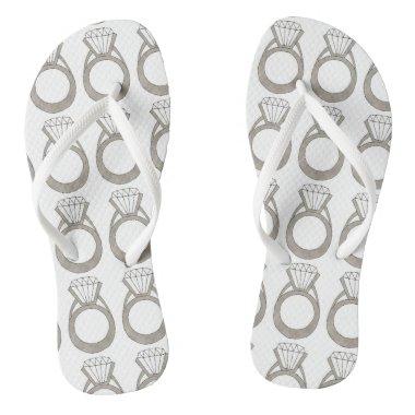 Diamond Ring Bling Engagement Wedding Bride Flip Flops