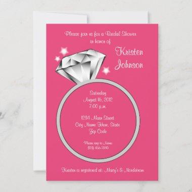 Diamond Ring Bridal Shower Invitations Guava Pink