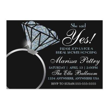 Diamond ring, Bridal SHower, she said yes Invitations