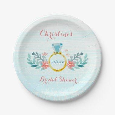 Diamond Ring Floral  Paper Plates