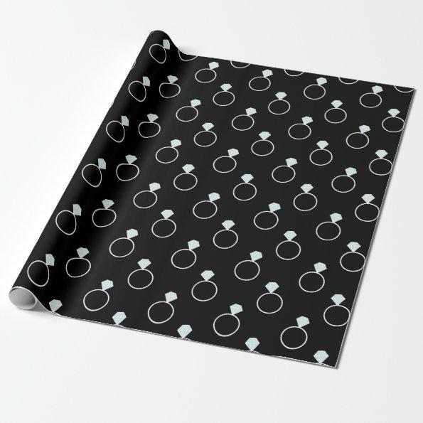 Diamond Ring Pattern - Black Wrapping Paper