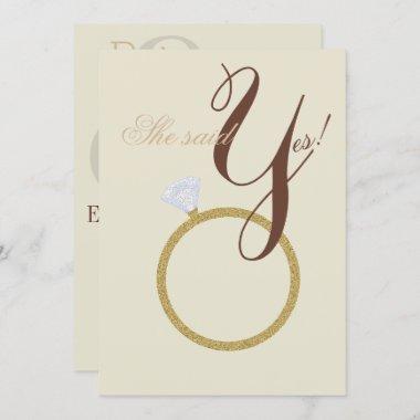 Diamond Ring She Said Yes Rustic Shower Party Invitations