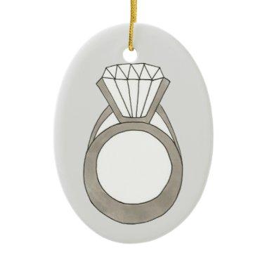 Diamond Ring Wedding Engagement  Ceramic Ornament