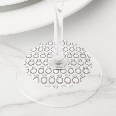 Diamond Ring Wedding Engagement  Wine Glass Tag