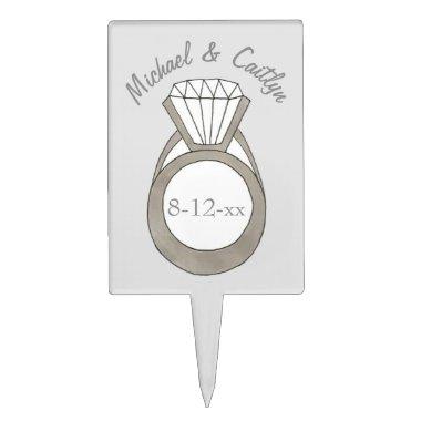 Diamond Ring Wedding Engagement Party Shower Cake Topper