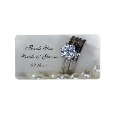 Diamond Rings Pearls Wedding Thank You Favor Tag