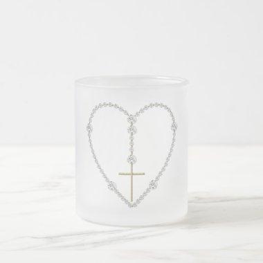 Diamond Rosary - Hail Mary Full of Grace Frosted Glass Coffee Mug