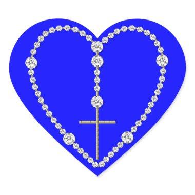 Diamond Rosary - Hail Mary Full of Grace Heart Sticker