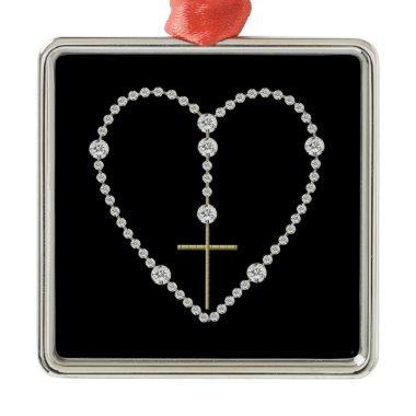 Diamond Rosary - Hail Mary Full of Grace Metal Ornament