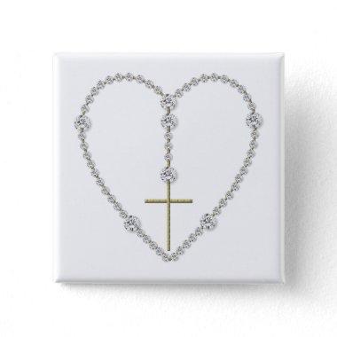 Diamond Rosary - Hail Mary Full of Grace Pinback Button