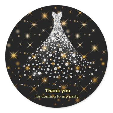 Diamond sparkling gown classic round sticker