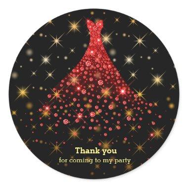 Diamond sparkling gown classic round sticker