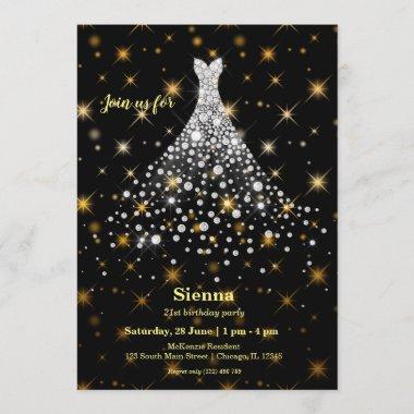 Diamond sparkling gown Invitations