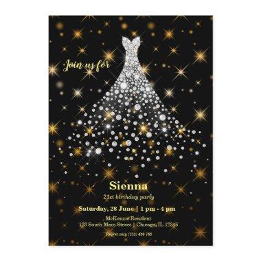 Diamond sparkling gown Invitations