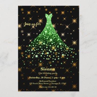 Diamond sparkling gown Invitations