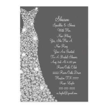 Diamond Studded Wedding Dress Bridal Invitations