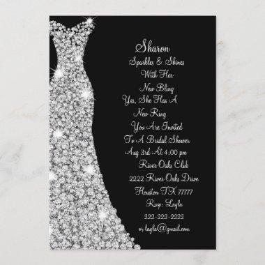 Diamond Studded Wedding Dress Bridal Invitations