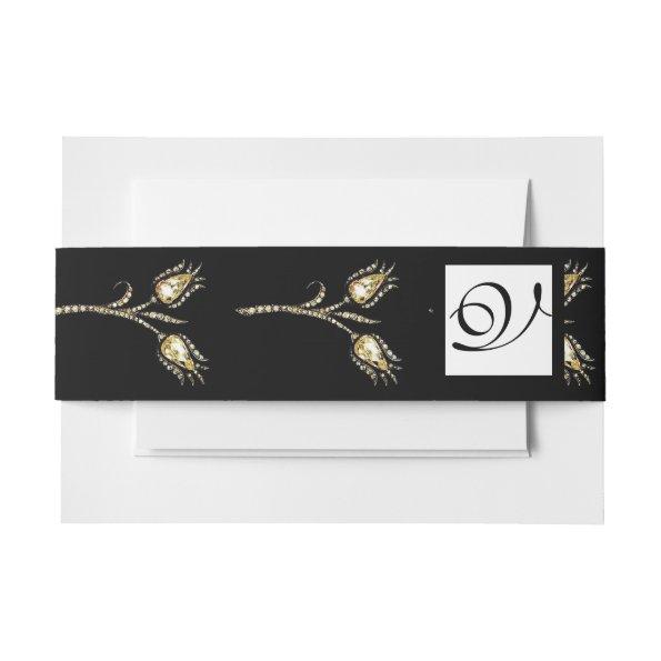 DIAMOND TULIPS Black White Square Monogram  Belly Band